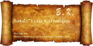 Bakálity Kolombina névjegykártya